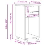 vidaXL Cabinet roulant 34 x 39 x 65 5 cm Pin massif Blanc