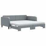 vidaXL Lit de jour avec gigogne et matelas gris clair 100x200 cm tissu