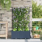 vidaXL Bac à fleurs avec Treillis 2 Pièces Gris 80 x 40 x 143 cm PP