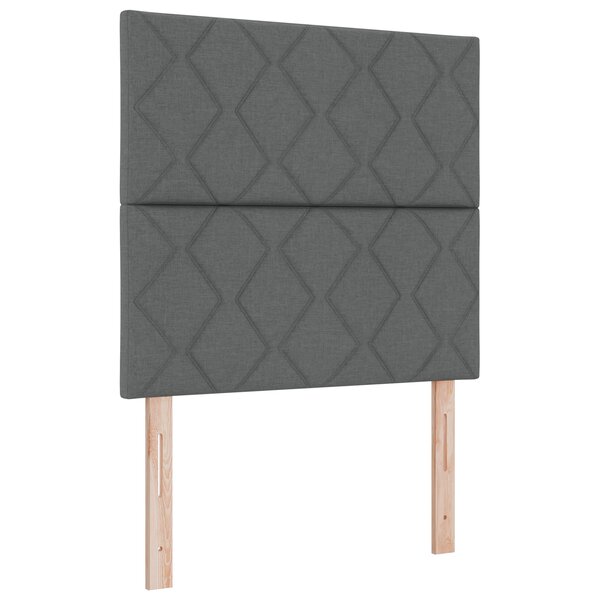 vidaXL Lit Box Spring avec Matelas & LED Gris Foncé 90x200 cm Tissu