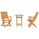 vidaXL Ensemble bistro pliant 3 Pièces Marron Bois d'Acacia Massif
