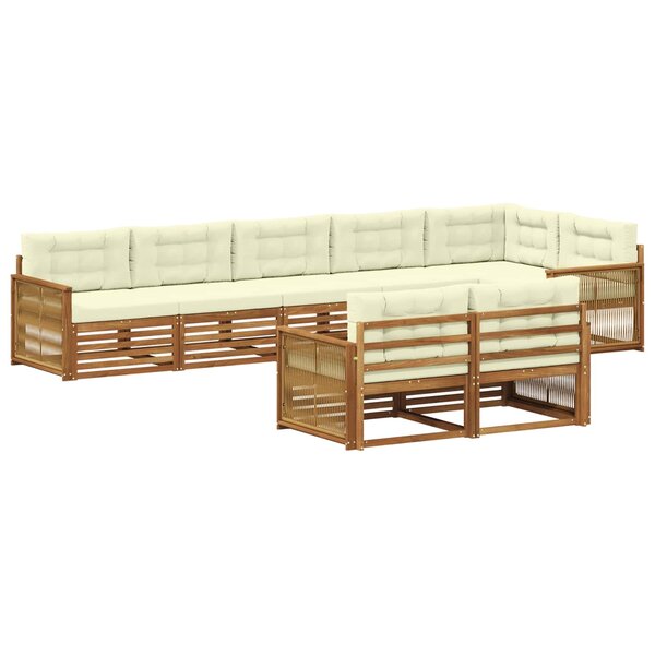vidaXL Ensemble de canapés d'extérieur 8 pc Naturel et Crème