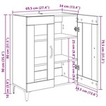 vidaXL Buffet gris béton 69 5x34x90 cm bois d'ingénierie