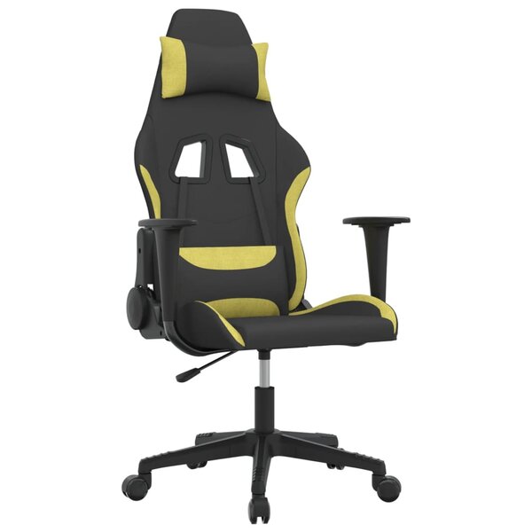 vidaXL Chaise de jeu de massage Noir et vert clair Tissu