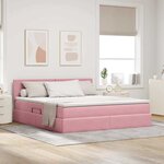 vidaXL Lit de Rangement avec matelas Rose 160 x 200 cm Velours