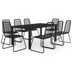 vidaXL Ensemble à manger de jardin 9 Pièces PVC résine tressée noir