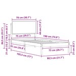 vidaXL Cadre de lit avec tête de lit rembourrée Gris clair 75 x 190 cm