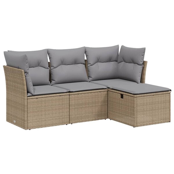 vidaXL Salon de jardin avec coussins 4Pièces mélange beige résine tressée