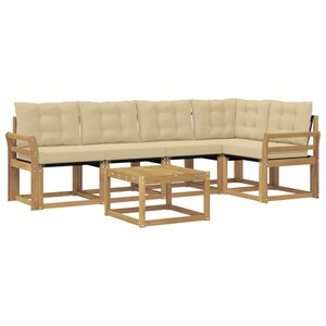 vidaXL Ensemble de canapés d'extérieur 6 pc Blanc et Beige