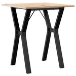 vidaXL Table à manger cadre en Y 70x70x75 cm bois de pin massif fonte