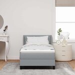 vidaXL Lit à ressorts avec tête de lit Gris clair 200 x 90 cm tissu