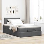 vidaXL Lit ottoman avec matelas et LED gris foncé 120x190 cm tissu
