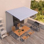vidaXL Auvent manuel rétractable 450x350 cm Bleu et blanc