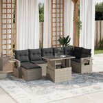 vidaXL Salon de jardin 8 Pièces avec coussins gris clair résine tressée