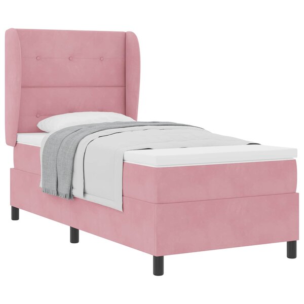 vidaXL Lit à ressorts avec matelas Rose 200 x 80 cm Velours