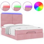 VidaXL Cadre de lit ottoman avec matelas rose 140x200 cm velours