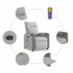 vidaXL Fauteuil de massage inclinable gris nuage tissu