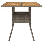 vidaXL Table de jardin et dessus en bois d'acacia gris résine tressée