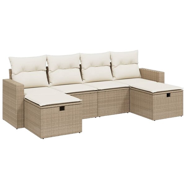 vidaXL Salon de jardin avec coussins 6 Pièces beige résine tressée