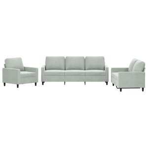 vidaXL Ensemble de canapés 3 Pièces avec coussins Gris clair Velours