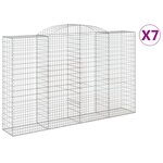 vidaXL Paniers à gabions arqués 7 Pièces 300x50x180/200 cm fer galvanisé