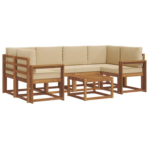 vidaXL Ensemble de canapés d'extérieur 7 pc Naturel et Beige