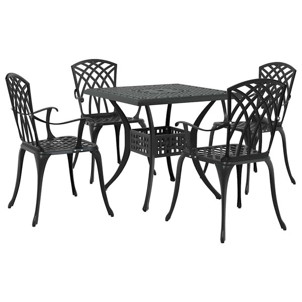 vidaXL Ensemble de tables de jardin 5 Pièces Noir Aluminium coulé