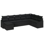 vidaXL Ensemble de Canapé de Jardin 8 Pièces avec Coussins en Poly Rattan Noir