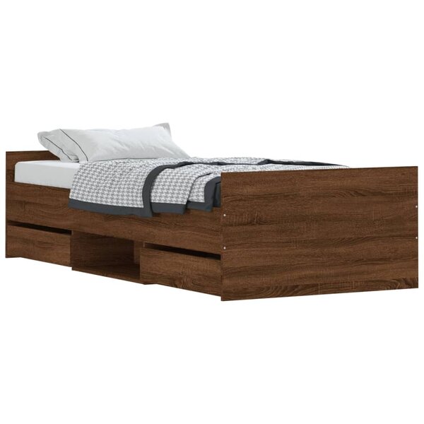 vidaXL Cadre de lit tête de lit et pied de lit chêne marron 90x200 cm