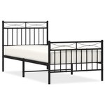 vidaXL Cadre de lit métal sans matelas avec pied de lit noir 90x200 cm