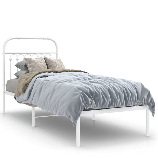 vidaXL Cadre de lit métal sans matelas avec tête de lit blanc 80x200cm