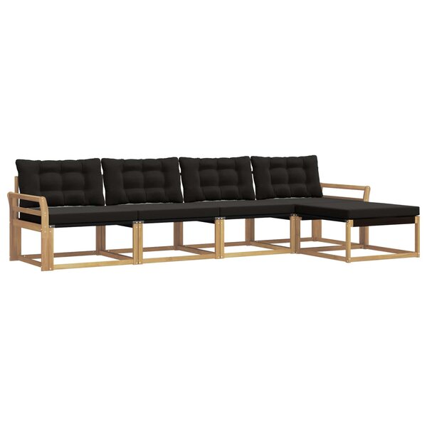 vidaXL Ensemble de canapés d'extérieur 5 pc Blanc et noir