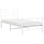 vidaXL Cadre de lit métal avec tête de lit/pied de lit blanc 90x200 cm