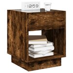 vidaXL Table de chevet avec LED infini chêne fumé 40x40x50 cm