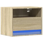vidaXL Table de chevet murale avec lumières LED chêne sonoma
