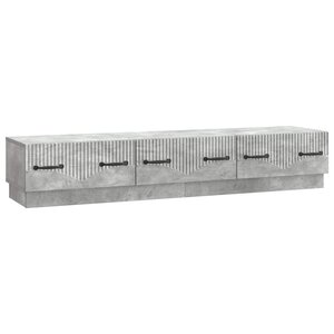 vidaXL Meuble TV Gris béton 147 x 34 5 x 27 cm Bois d'ingénierie
