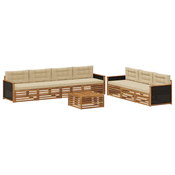 vidaXL Ensemble de canapés d'extérieur 8 pc Naturel et Beige Polyester
