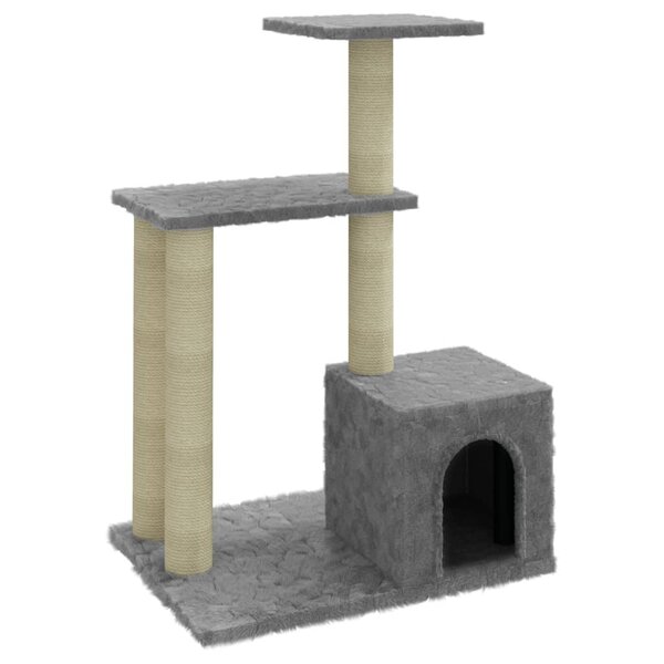 vidaXL Arbre à chat avec griffoirs en sisal Gris clair 71 cm