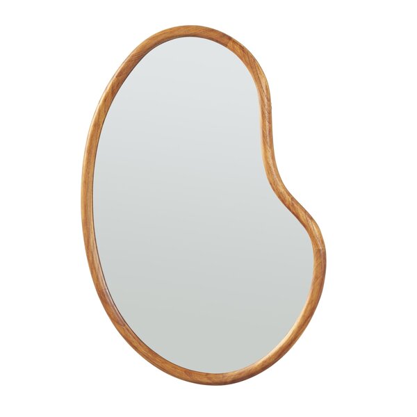 Miroir décoration moderne design mural bois MDF 75 x 55 cm effet chêne 03_0010179