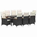 vidaXL Ensemble de salle à manger pour jardin 9 Pièces Noir polyrotin
