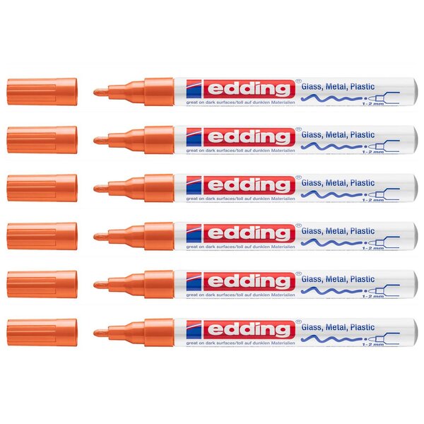 Marqueur Peinture Brillante 751 Orange Pointe Ronde 1-2 mm x 6 EDDING