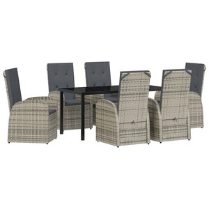 vidaXL Ensemble de salle à manger pour jardin 7 Pièces Gris polyrotin