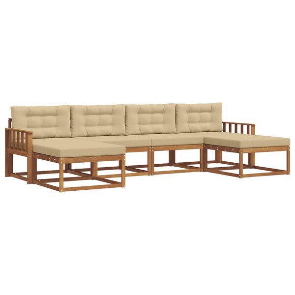 vidaXL Ensemble de canapés d'extérieur 6 pc Naturel et Beige