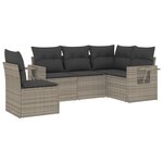 vidaXL Salon de jardin 5 Pièces avec coussins gris clair résine tressée
