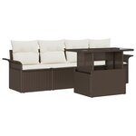 vidaXL Ensemble de Canapés de Jardin 5 Pièces avec Coussins Marron Poly Rattan