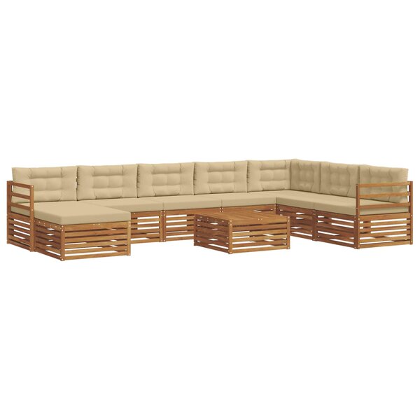 vidaXL Ensemble de canapés d'extérieur 9 pc Naturel et Beige