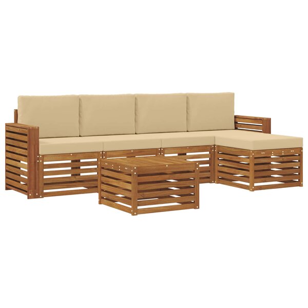 vidaXL Ensemble de canapés d'extérieur 6 pc Naturel et Beige