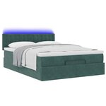 vidaXL Cadre de lit ottoman avec matelas vert foncé 140x190 cm velours