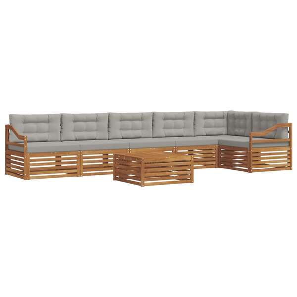 vidaXL Ensemble de canapés d'extérieur 7 pc Gris Naturel et Clair
