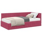 vidaXL Cadre de lit d'angle avec matelas 2 pc Bordeaux 90 x 200 cm